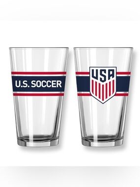 Logo Brands USA Soccer Stripe 16oz. Pint Glass - Set of 2